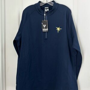 NWT Levelwear Tampa Bay Rays Navy Quarter-Zip Pullover with Logo